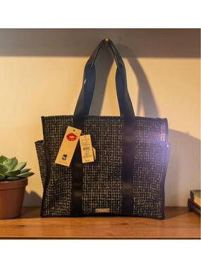 $80 Women's Wildfox Black & White Grid Print Tote Bag NWT